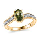 Natürlicher grüner Apatit, weißer Zirkon Ring, 925 Silber vergoldet (Größe 16.00) ca. 1.03 ct image number 3