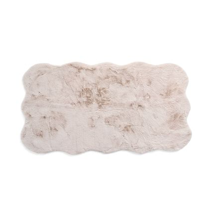 Serenity Night - Kunstfell-Teppich mit Schaumstoffbasis, Wolkenform, 100x180 cm, Reinwei&szlig;