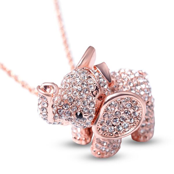 Wei&szlig;er Kristall-Elefant-Anh&auml;nger mit Kette, 60 cm image number 4