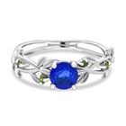Blauer Spinell, Natürlicher Chromdiopsid Ring 925 Silber rhodiniert (Größe 20.00) ca. 0,90 ct