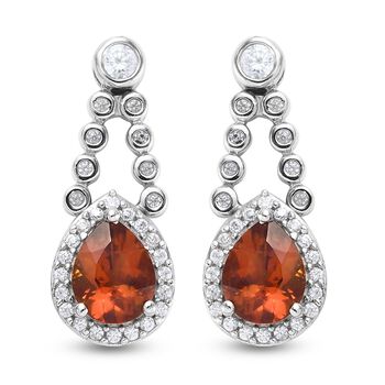 Madira Citrin und Zirkon Ohrringe 925 Silber platiniert ca. 3,36 ct