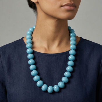 Sleeping Beauty t&uuml;rkisfarbene Muschelkernperle 50cm Halskette