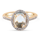 Blau Topas und Zirkon Ring 925 Silber vergoldet (Größe 16.00) ca. 3,16 ct