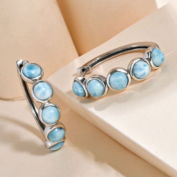 Larimar-Creolen, 925 Silber platiniert ca. 6,70 ct image number 2