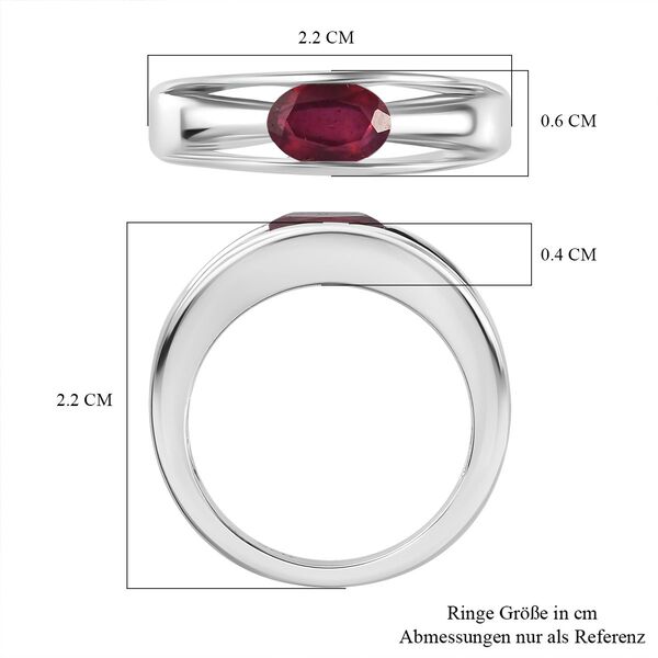 Afrikanischer Rubin (Fissure gefüllt) Ring 925 Silber platiniert (Größe 20.00) ca. 1,18 ct image number 7