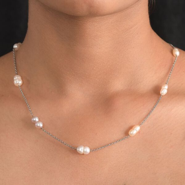Süßwasser Perle Halskette ca. 60 cm, Reiner Edelstahl image number 2