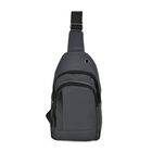 RFID Nylon-Slingbag mit Kopfhöreröffnung, 17x8x30,5 cm, Maße: 17x8x30,5 cm, Grau