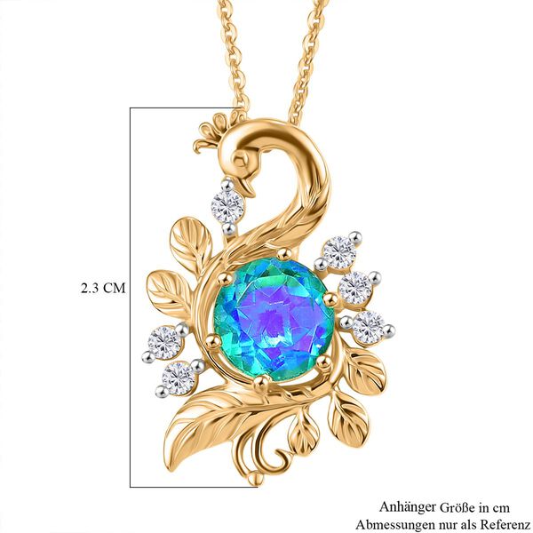 D'Joy Pfau Quarz Triplette, Weißer Zirkon Schmuckset ca. 50 cm 925 Silber 750 Gelb Vergoldet ca. 1,94 ct. image number 5