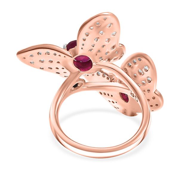 AA afrikanischer Rubin und Zirkon Ring und 45cm Halskette image number 16