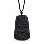 Schwarze Jadeit Anhänger mit verstellbarem Baumwollband, ca. 125.00 ct