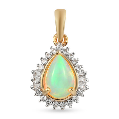 Natürlicher, äthiopischer Opal und Zirkon-Halo-Anhänger in Silber image number 0