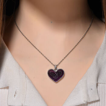 Lila Fluorit Schmuckset ca. 50 cm 316L Edelstahl ca. 20.00 ct