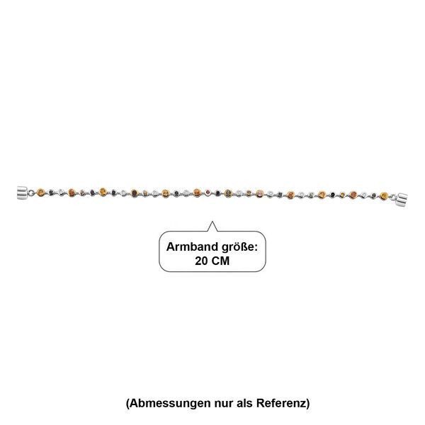 D'Joy Mehrfarbig Saphir Armband ca. 20 cm 925 Silber Rhodiniert und 750 Gelbgold Vermeil ca. 3,47 ct. image number 4