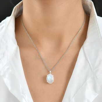 D'Joy AA Regenbogen Mondstein Ring und Anh&auml;nger mit 50cm Kette