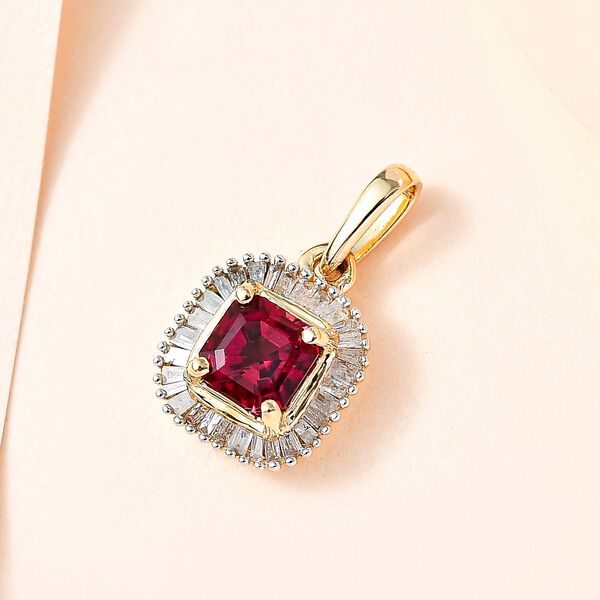 AAAA Rubellit und Diamant Anh&auml;nger in 585 Gold - 0,94 ct. image number 6