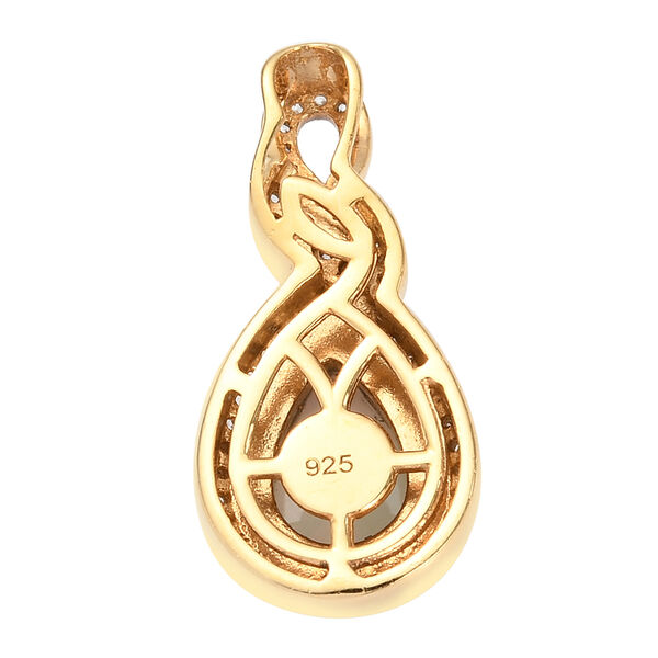 Natürlicher, äthiopischer Opal und Zirkon-Halo-Anhänger in Silber image number 5