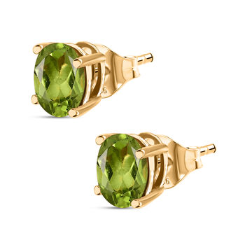 D'Joy Peridot Ohrringe 925 Silber 750 Gelb Vergoldet ca. 2.43 ct