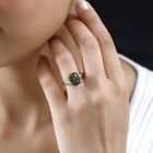 Lab Created schwarzen Opal, Weißer Zirkon Ring, 925 Silber platiniert (Größe 20.00) ca. 1.80 ct image number 2