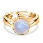 D'Joy AA Meetiyagoda Regenbogen Mondstein Ring 925 Silber 750 Gelb Vergoldet (Gr&ouml;&szlig;e 18.00) ca. 3.33 ct