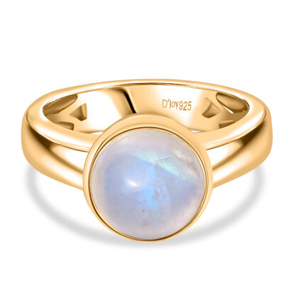 D'Joy AA Meetiyagoda Regenbogen Mondstein Ring 925 Silber 750 Gelb Vergoldet (Gr&ouml;&szlig;e 18.00) ca. 3.33 ct