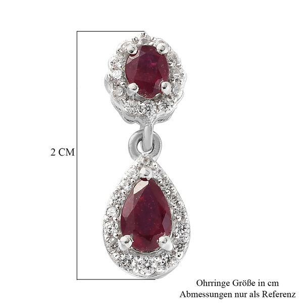 Afrikanische Rubin und Zirkon-Ohrh&auml;nger in Silber, 2,56 ct. image number 6