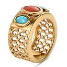 Koralle und natürlicher, Sleeping Beauty Türkis Ring 925 Silber vergoldet (Größe 20.00) ca. 1,77 ct image number 4