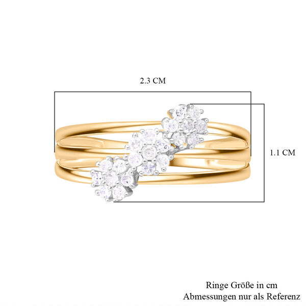 Wei&szlig;er Diamant P Ring 925 Silber Gelbgold Vermeil (Gr&ouml;&szlig;e 20.00) ca. 0,33 ct image number 6