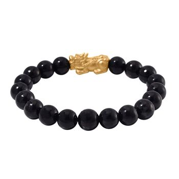 Shungit Armband, flexibel, 925 Silber vergoldet ca. 125.00 ct