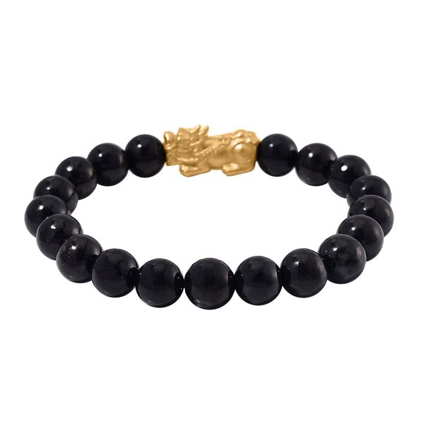 Shungit Armband, flexibel, 925 Silber vergoldet ca. 125.00 ct image number 3