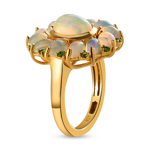 Nat&uuml;rlicher, &auml;thiopischer Opal und Chromdiopsid-Ring, 925 Silber vergoldet  ca. 2,97 ct image number 6