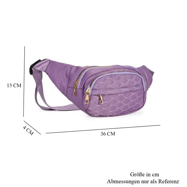 Multifunktionale RFID-gesch&uuml;tzte Nylon G&uuml;rteltasche mit Schnellverschluss, 36x4x13cm, Lila image number 6