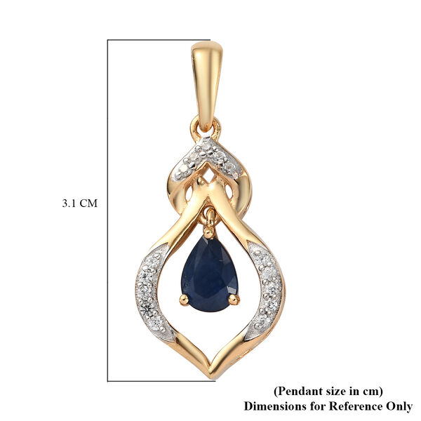 Blauer Saphir und Zirkon Anh&auml;nger 925 Silber vergoldet ca. 1,07 ct image number 6