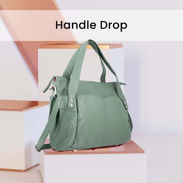 100% Echtleder Weekender Reisetasche mit RFID-Schutz, 43x28x33 cm, Hellgrün image number 4