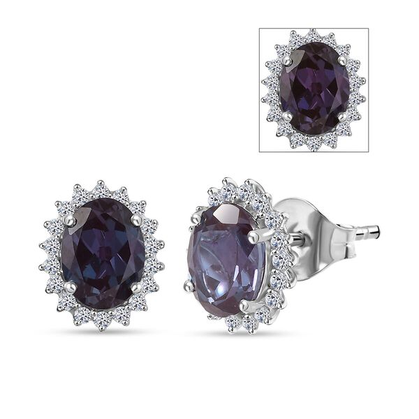 AAA Lab Grown Alexandrit, Lab Grown Diamant Ohrringe 417 Gold ca. 3.88 ct image number 0