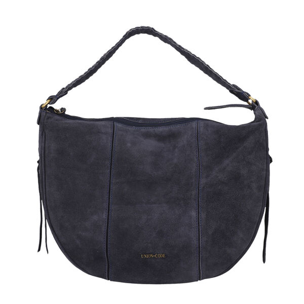 Hobo Tasche aus 100% echtem Leder, Gr&ouml;&szlig;e 40,6x12,7x33 cm, Dunkelblau