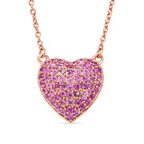 AAA Rosa Saphir Halskette ca. 45 cm 925 Silber Roségold Vermeil ca. 1.79 ct