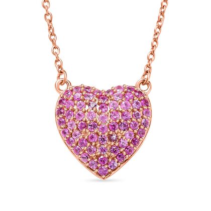 AAA Rosa Saphir Halskette ca. 45 cm 925 Silber Ros&eacute;gold Vermeil ca. 1.79 ct