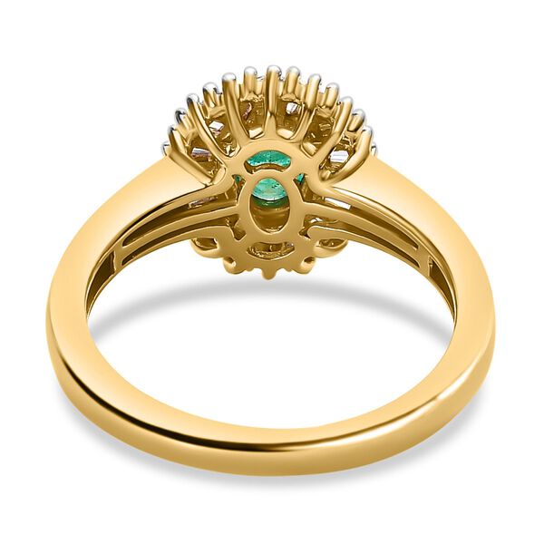 Kagem sambischer Smaragd, Moissanit Ring, 925 Silber vergoldet (Gr&ouml;&szlig;e 21.00) ca. 1.43 ct image number 6