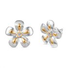 Moissanit Ohrringe 925 Silber Rhodiniert und 750 Gelbgold Vermeil