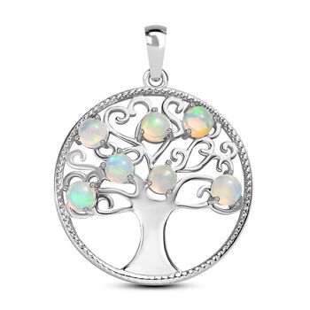 Nat&uuml;rlicher, &auml;thiopischer Opal Baum des Lebens-Anh&auml;nger, 925 Silber platiniert ca. 0,94 ct