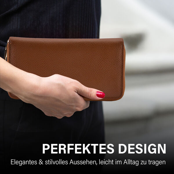 Sencillez Dokumenten Etui aus Echtleder, braun image number 2