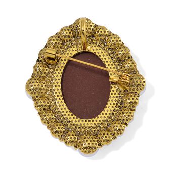 Kamee, Kunststoff Perle Brosche Std Gelb