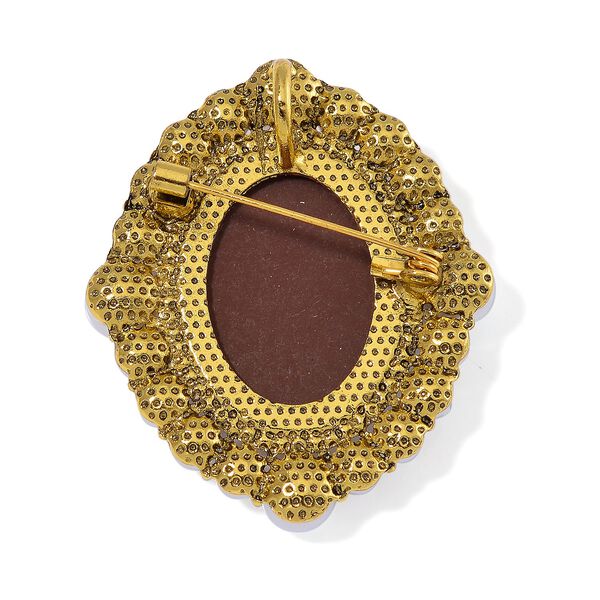 Kamee, Kunststoff Perle Brosche Std Gelb image number 4