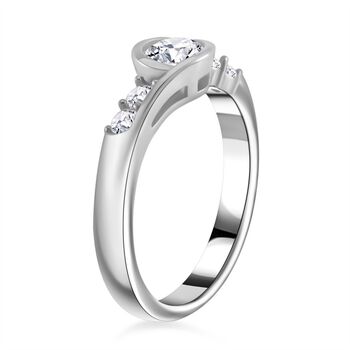 Moissanit Ring, 925 Silber rhodiniert - 0,74 ct.