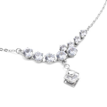 2er-Set Wei&szlig;er Zirkonia Halskette und Ohrringe Edelstahl ca. 4,50 ct