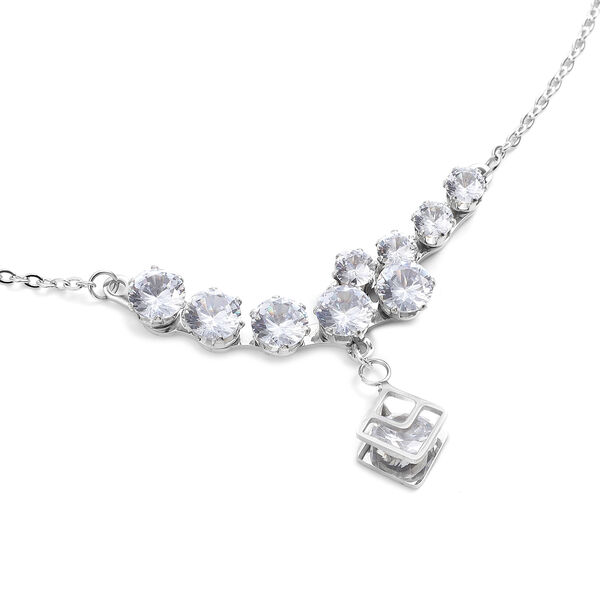 2er-Set Weißer Zirkonia Halskette und Ohrringe Edelstahl ca. 4,50 ct image number 4