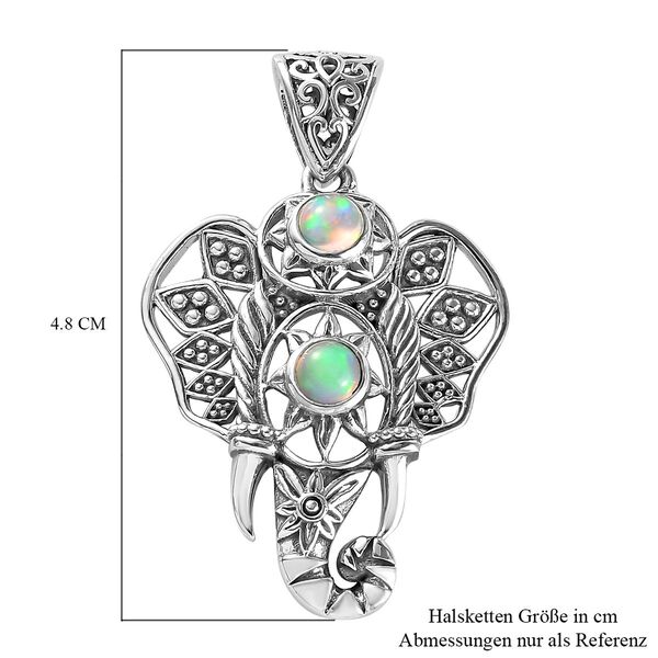 Handgefertigter, nat&uuml;rlicher, &auml;thiopischer Opal Elefant-Anh&auml;nger in Silber image number 7