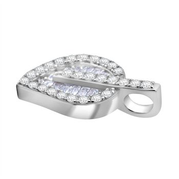 LUSTRO STELLA - Wei&szlig;er Zirkonia Blatt Anh&auml;nger 925 Silber rhodiniert