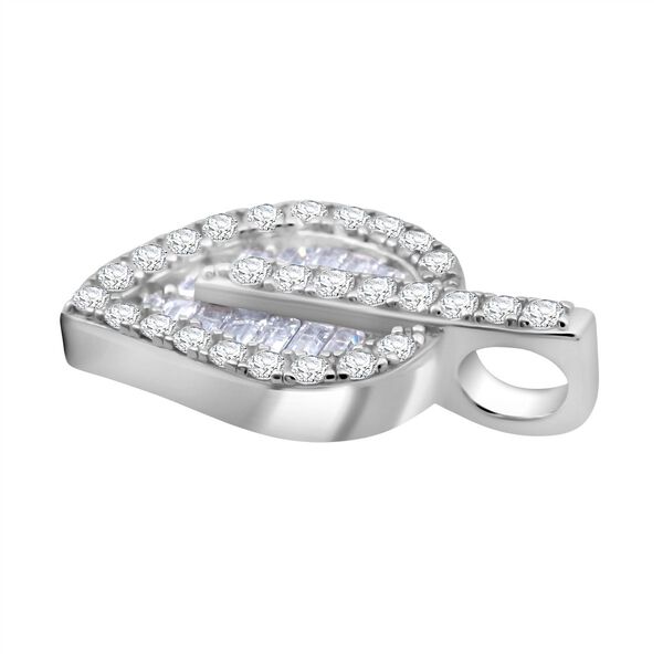 LUSTRO STELLA - Weißer Zirkonia Blatt Anhänger 925 Silber rhodiniert image number 3