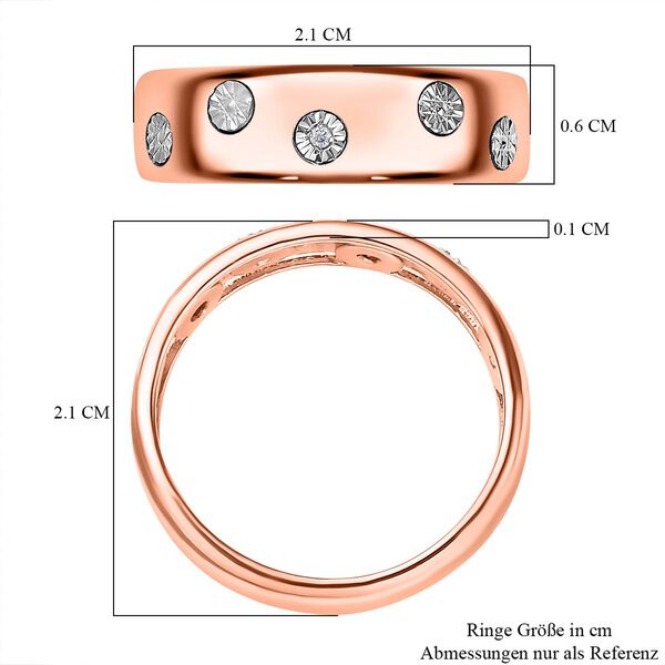 Wei&szlig;er Diamant Ring 925 Silber 750 Ros&eacute;gold Vermeil (Gr&ouml;&szlig;e 17.00) image number 7